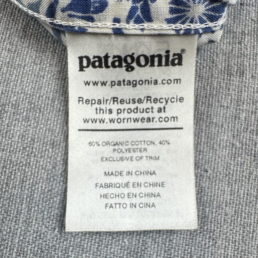 Patagonia Shirt Mens XL Blue Floral Organic Cotton Short Sleeve Button Up Casual - Picture 5 of 9